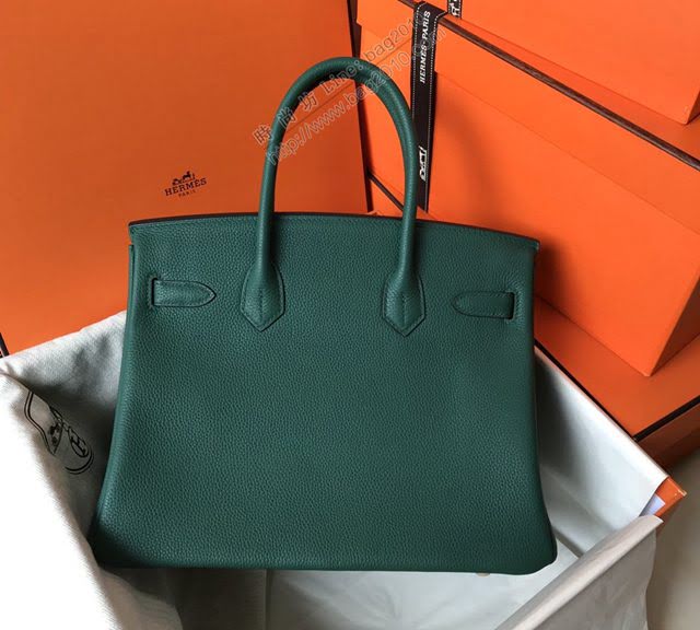 Hermes女包 愛馬仕Birkin Hermes鉑金包 togo小牛皮 孔雀綠 金銀扣 Hermes手提女包  am1830